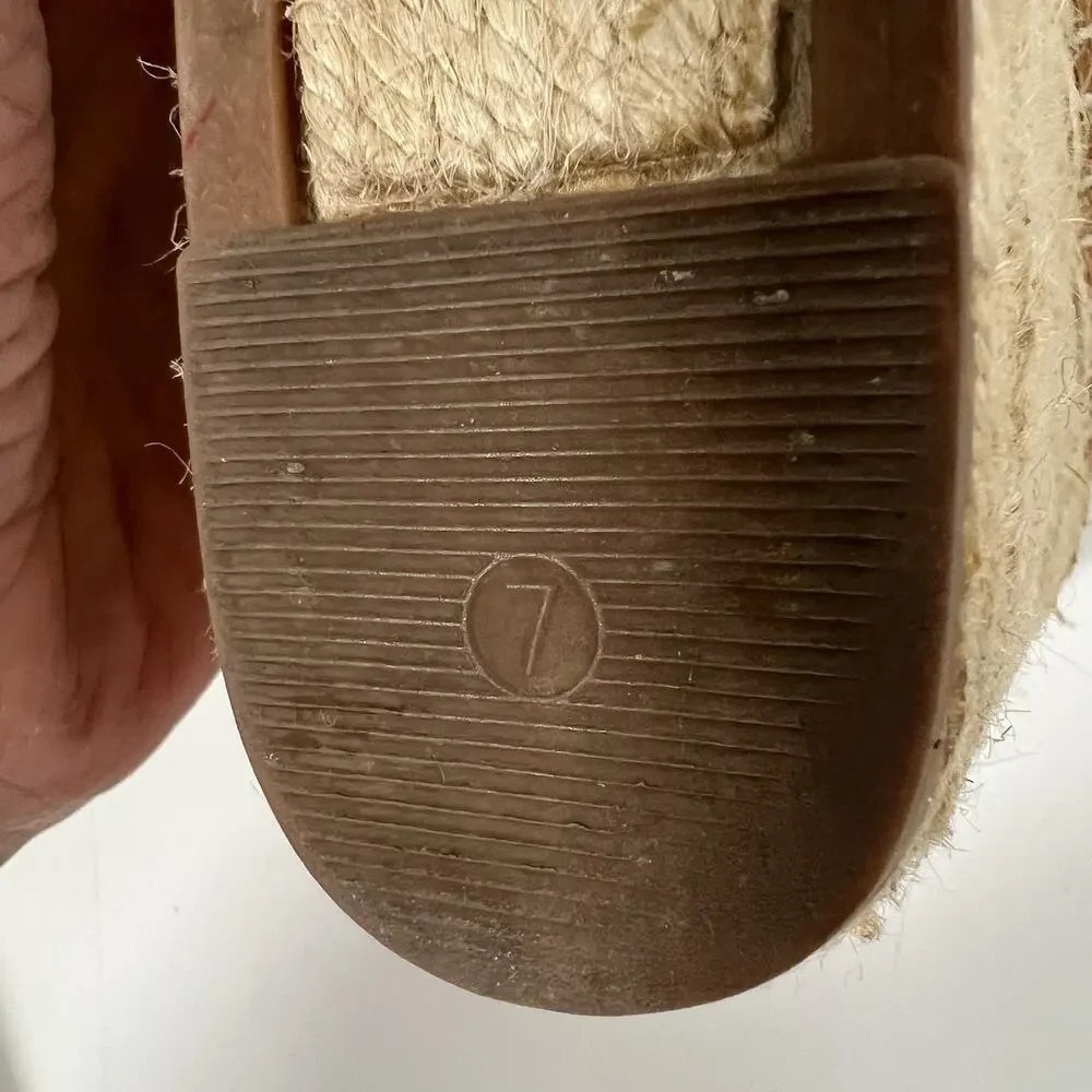 Sigerson Morrison Atifa Espadrille Wedge Sandals Suede Leather Size 7 CamelBrown